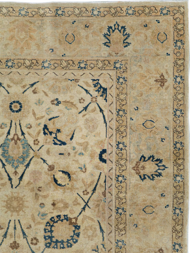 Antique Persian Tabriz Small Room Size Carpet, No.19058 - Staging