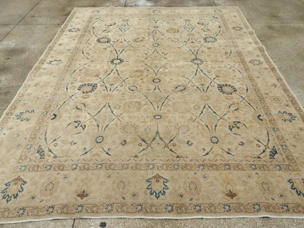 Antique Persian Tabriz Small Room Size Carpet, No.19058 - Staging