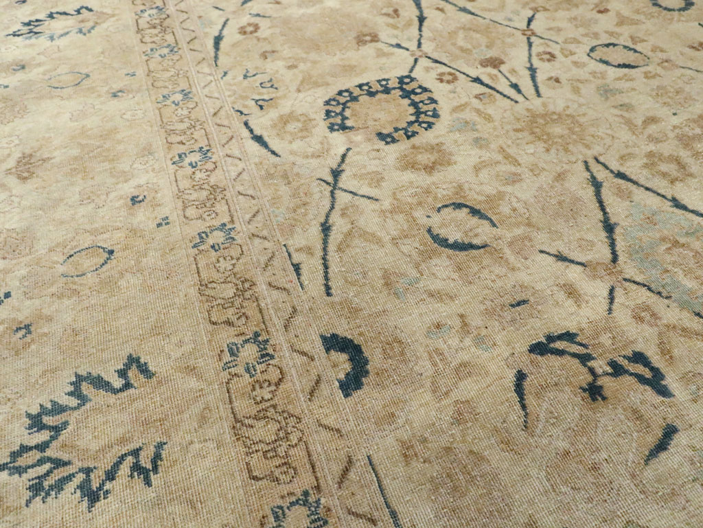 Antique Persian Tabriz Small Room Size Carpet, No.19058 - Staging