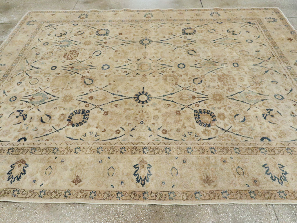 Antique Persian Tabriz Small Room Size Carpet, No.19058 - Staging