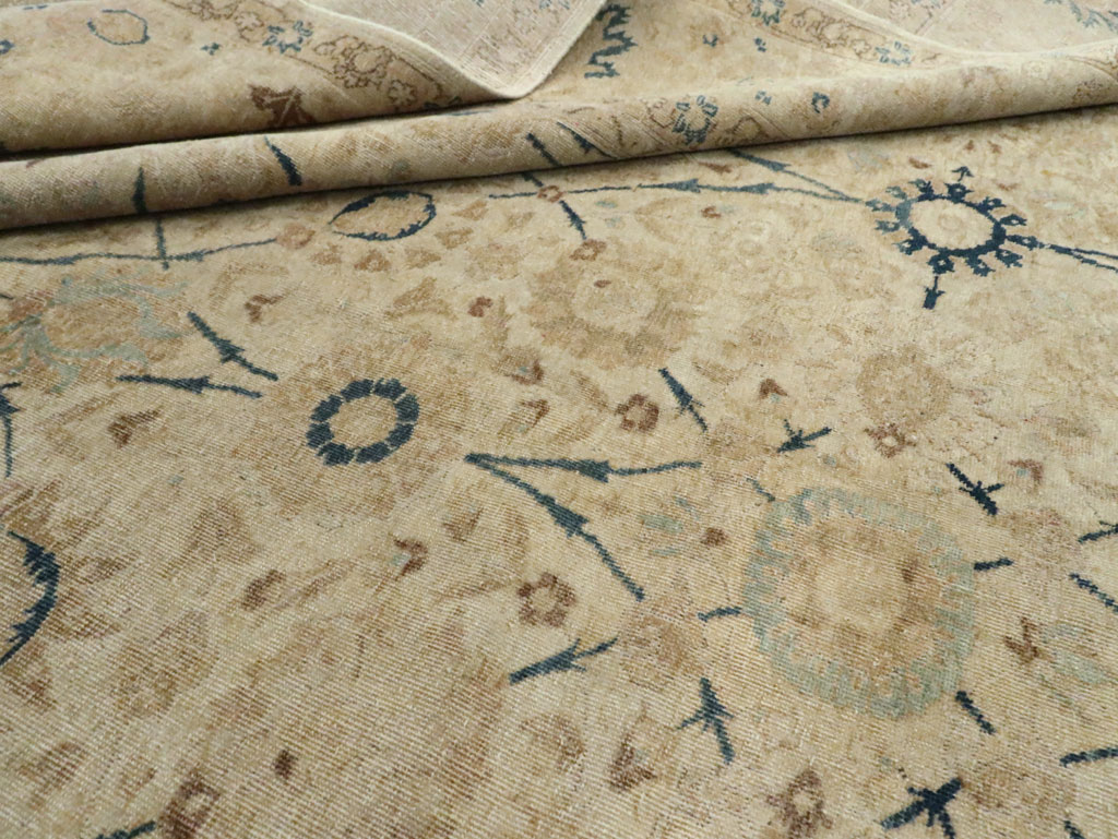 Antique Persian Tabriz Small Room Size Carpet, No.19058 - Staging