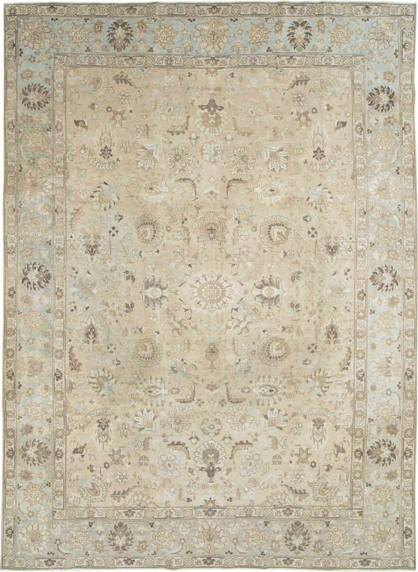 Vintage Persian Tabriz Room Size Carpet, No.19072 - Staging