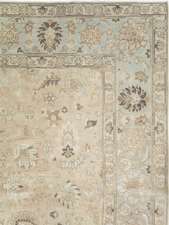 Vintage Persian Tabriz Room Size Carpet, No.19072 - Staging