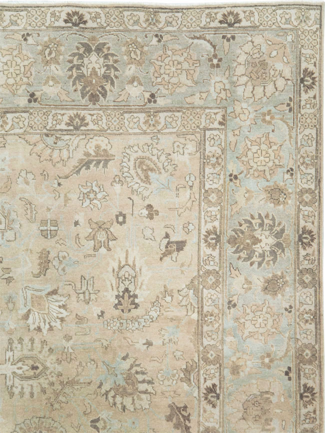 Vintage Persian Tabriz Room Size Carpet, No.19072 - Staging