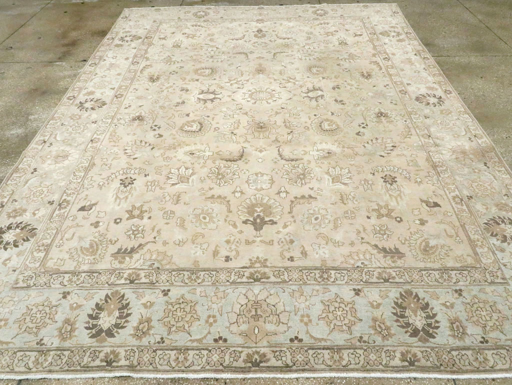 Vintage Persian Tabriz Room Size Carpet, No.19072 - Staging
