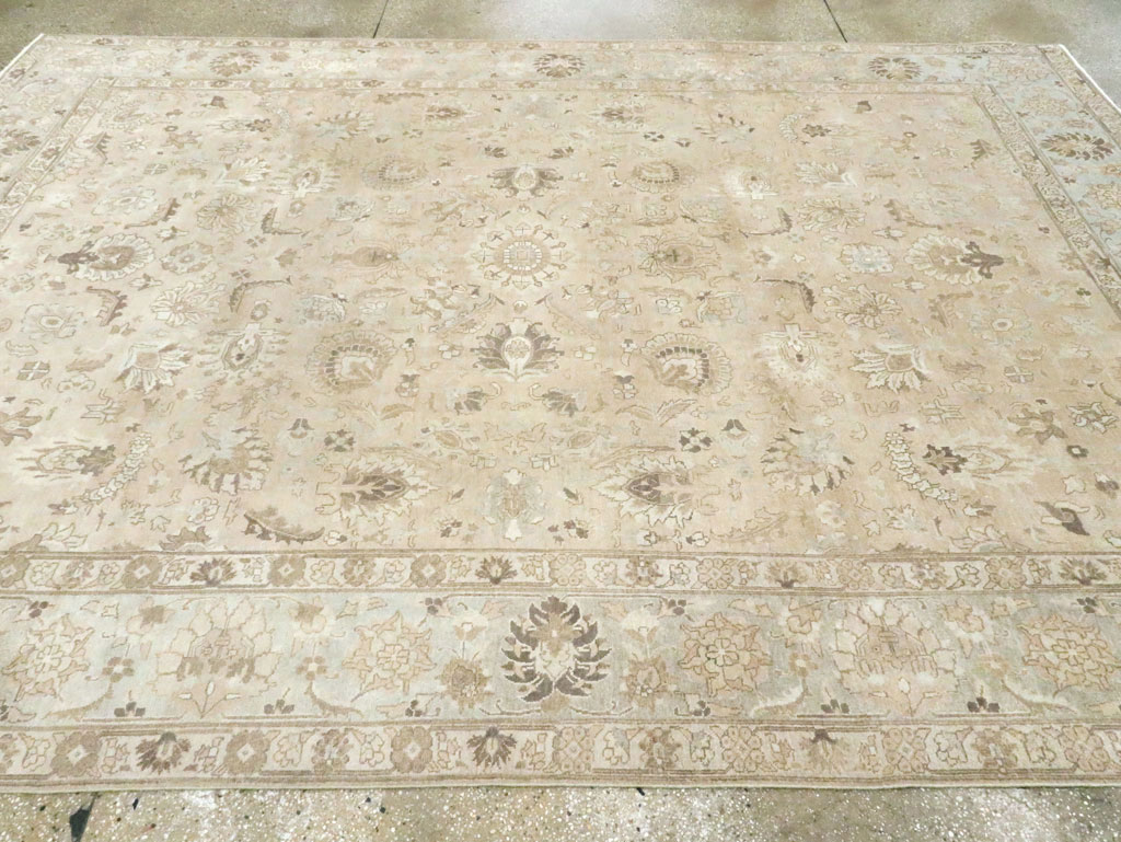 Vintage Persian Tabriz Room Size Carpet, No.19072 - Staging