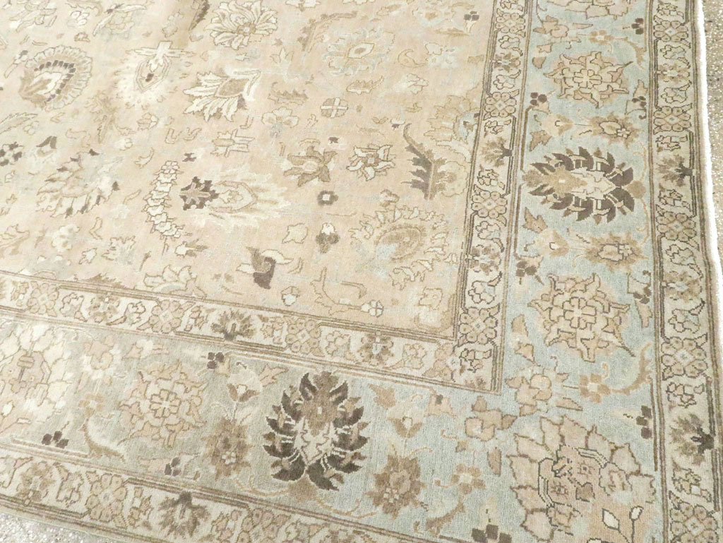 Vintage Persian Tabriz Room Size Carpet, No.19072 - Staging