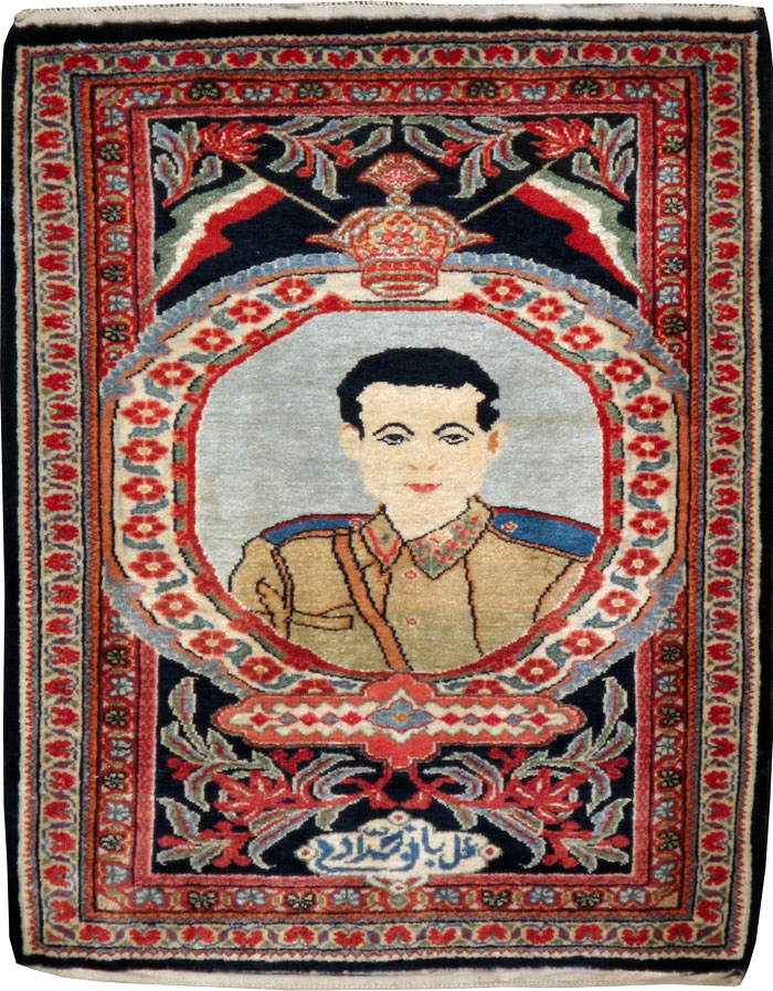 Vintage Persian Qazvin Pictorial Rug, No.19076 - Staging