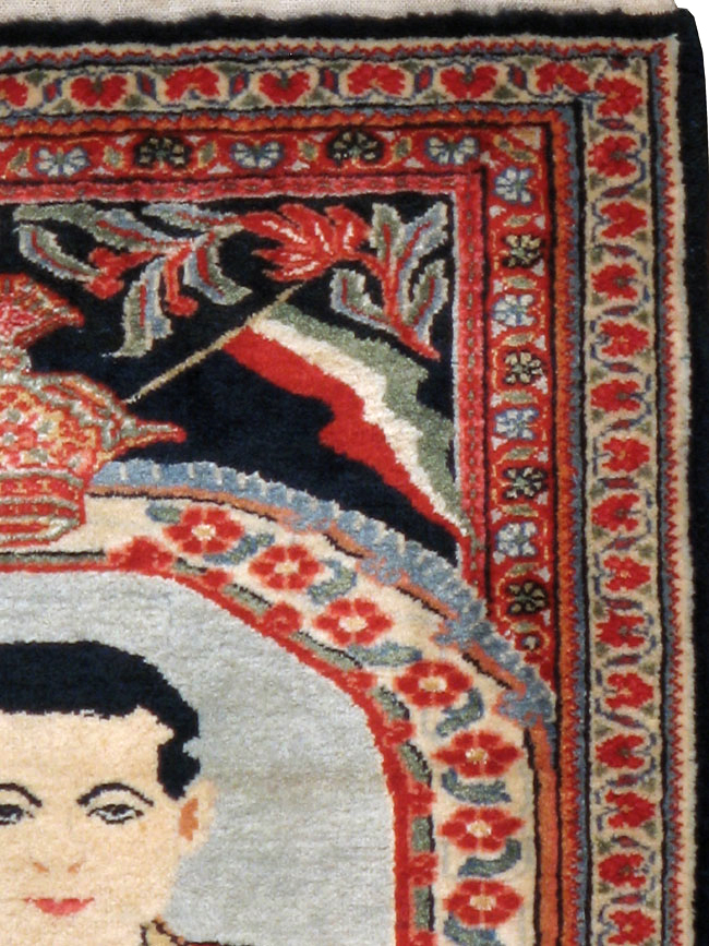 Vintage Persian Qazvin Pictorial Rug, No.19076 - Staging