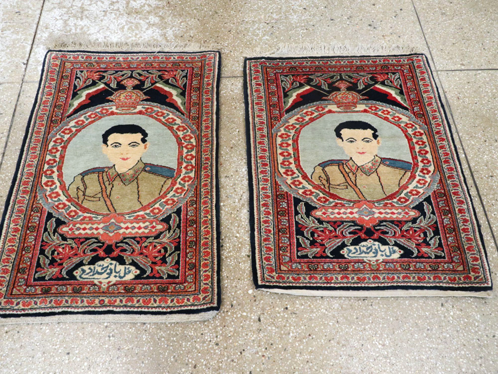 Vintage Persian Qazvin Pictorial Rug, No.19077 - Staging