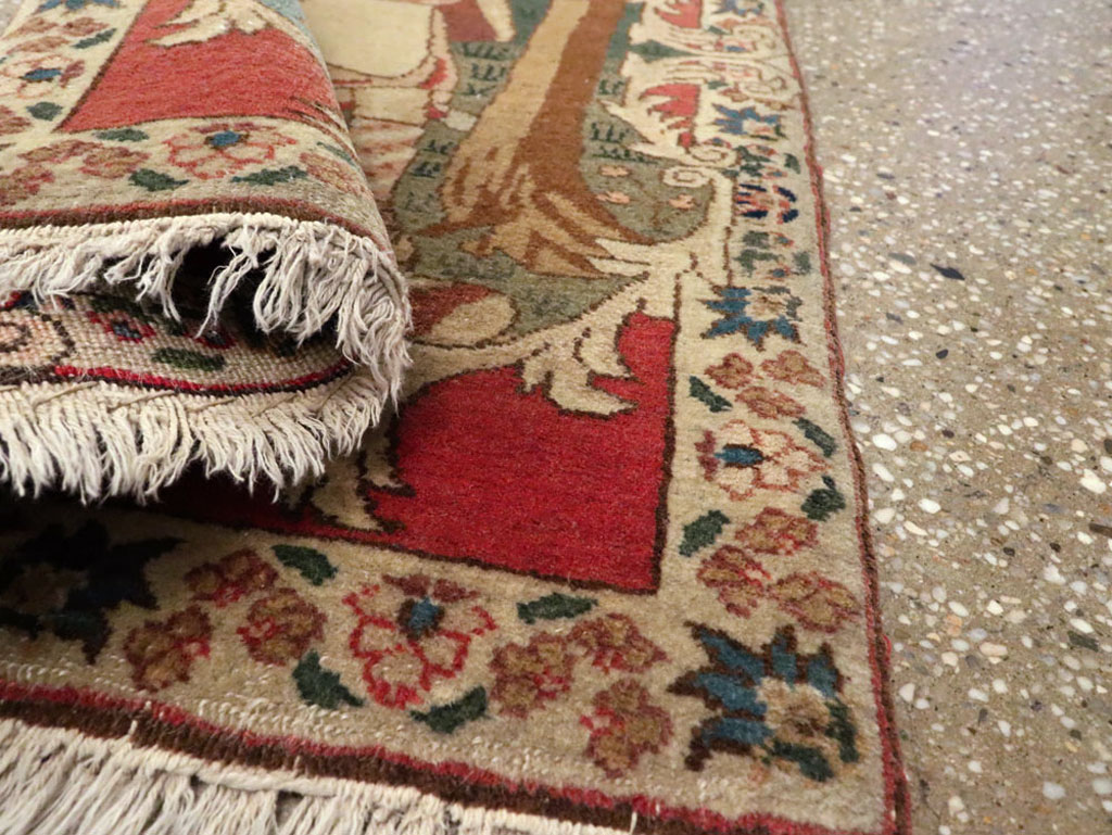 Antique Persian Tabriz Pictorial Rug, No.19078 - Staging