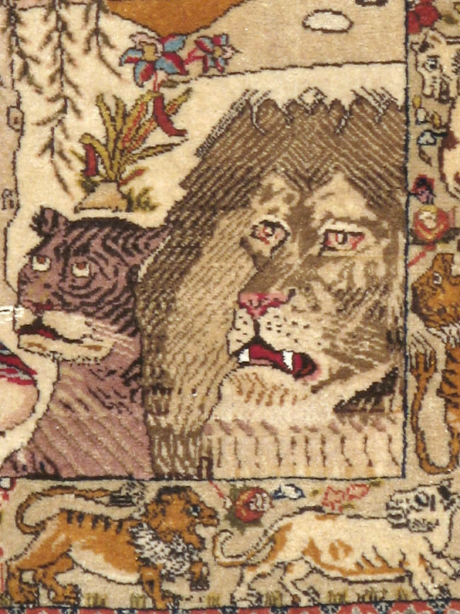 Vintage Persian Tabriz Pictorial Rug, No.19079 - Staging