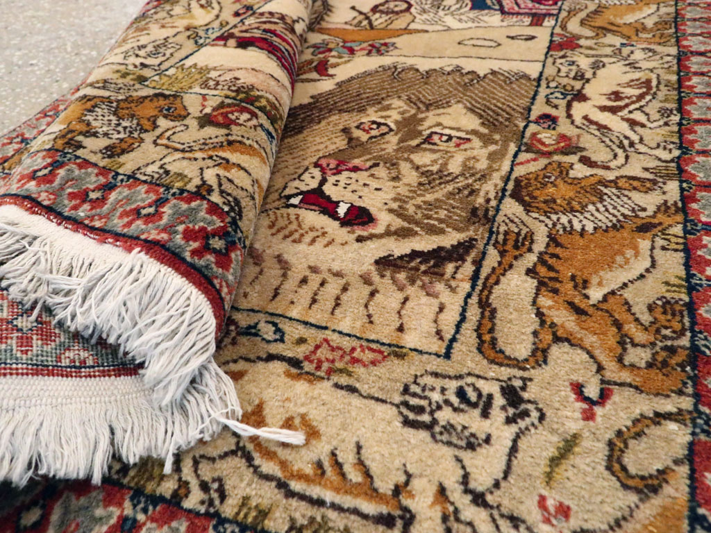 Vintage Persian Tabriz Pictorial Rug, No.19079 - Staging