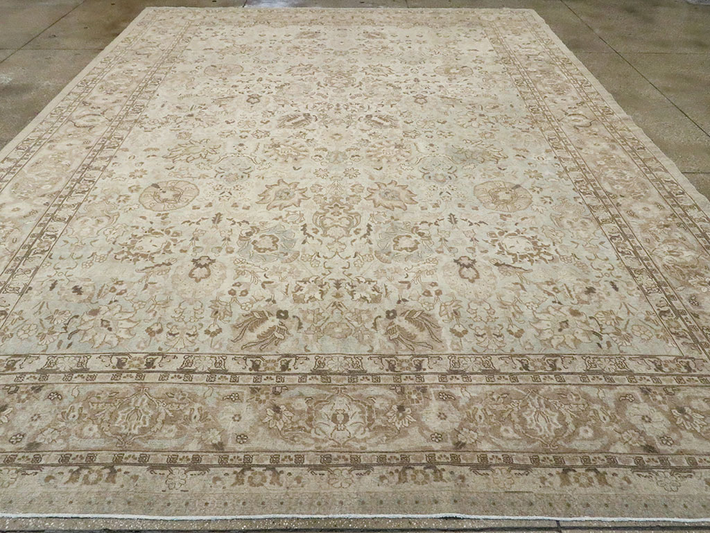 Vintage Persian Tabriz Room Size Carpet, No.19083 - Staging