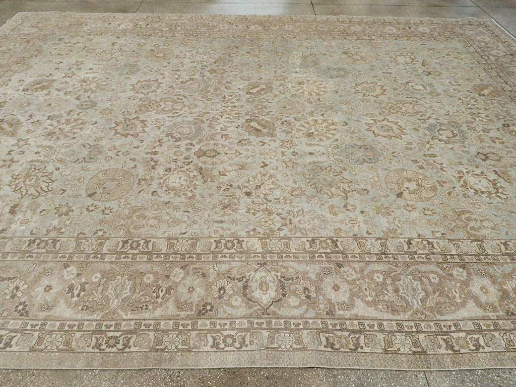 Vintage Persian Tabriz Room Size Carpet, No.19083 - Staging