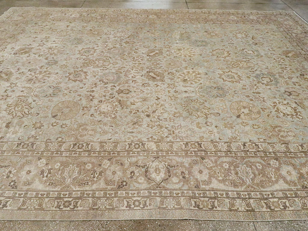 Vintage Persian Tabriz Room Size Carpet, No.19083 - Staging