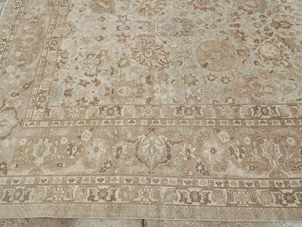 Vintage Persian Tabriz Room Size Carpet, No.19083 - Staging