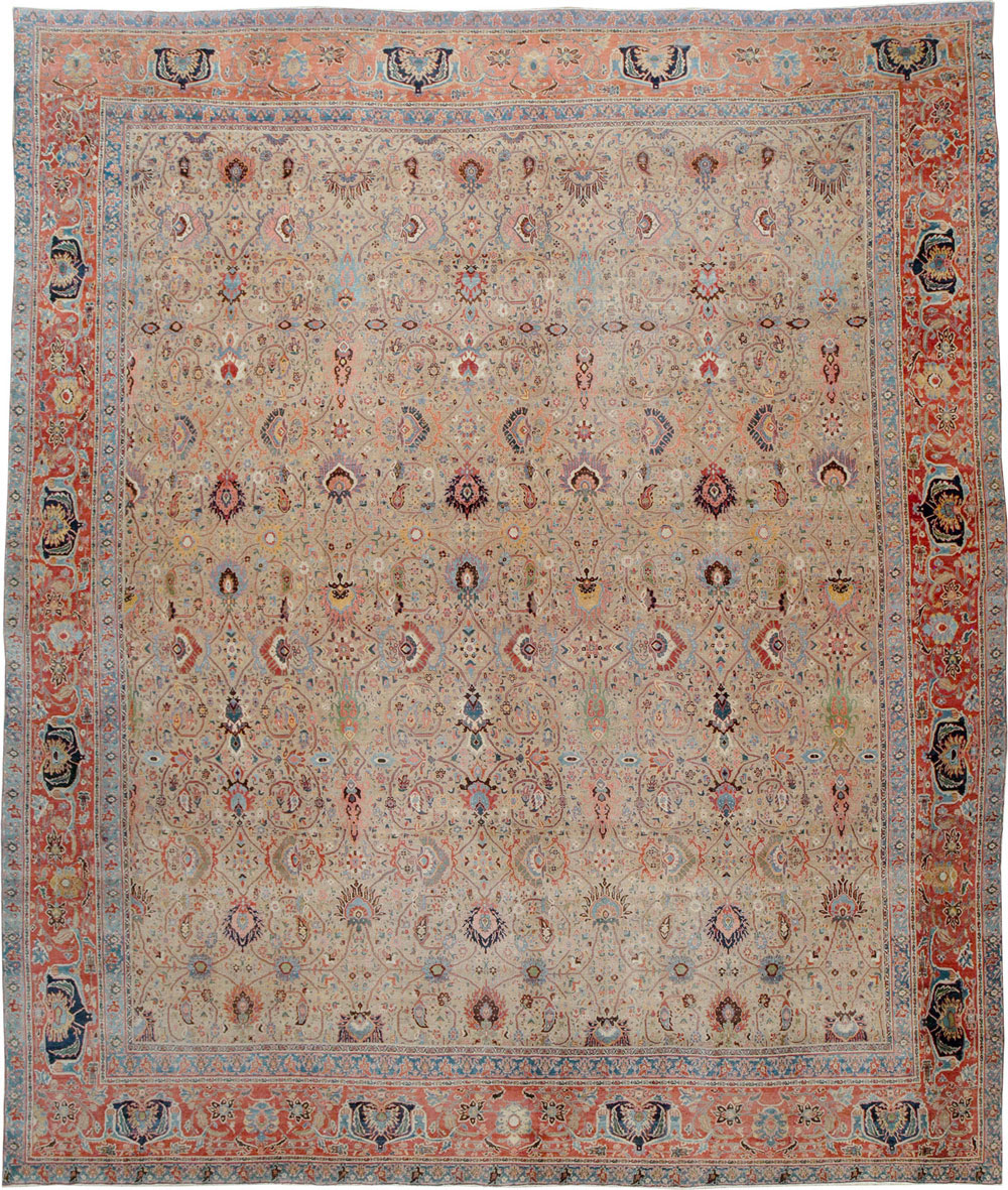 Antique Persian Bidjar Square Oversize Carpet, No.19090 - Staging