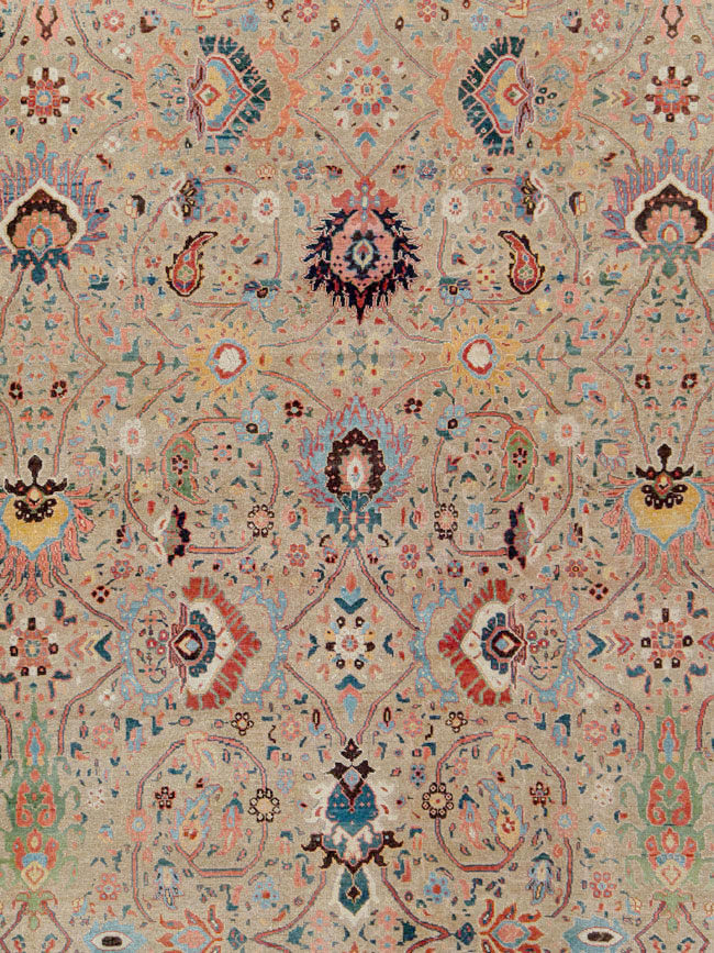 Antique Persian Bidjar Square Oversize Carpet, No.19090 - Staging