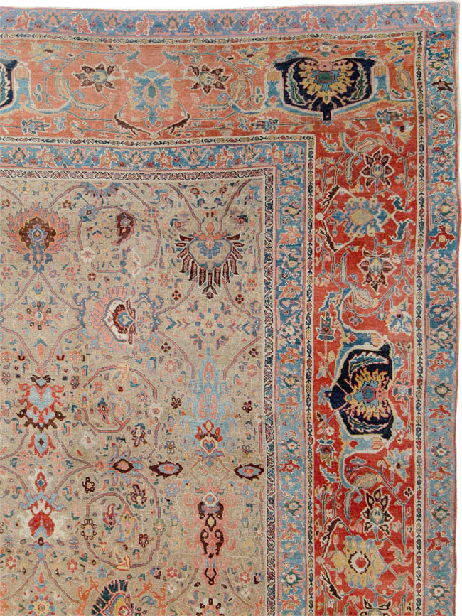 Antique Persian Bidjar Square Oversize Carpet, No.19090 - Staging