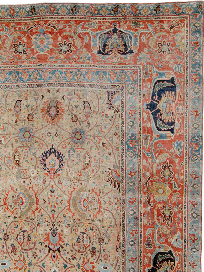 Antique Persian Bidjar Square Oversize Carpet, No.19090 - Staging