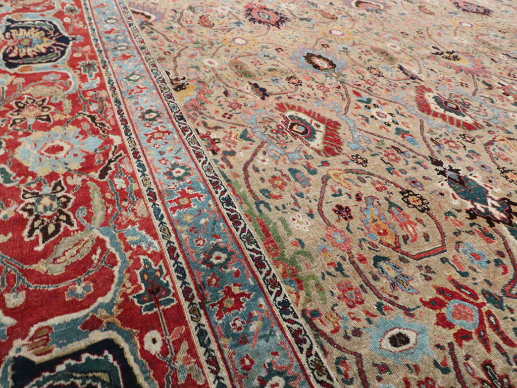 Antique Persian Bidjar Square Oversize Carpet, No.19090 - Staging