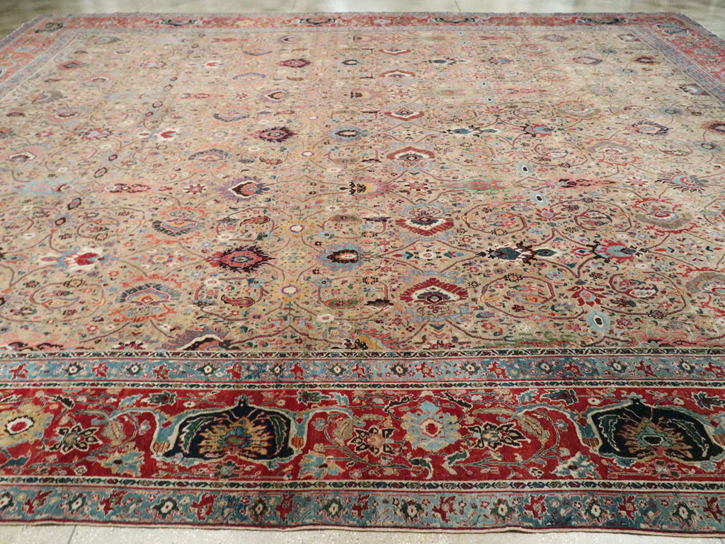 Antique Persian Bidjar Square Oversize Carpet, No.19090 - Staging