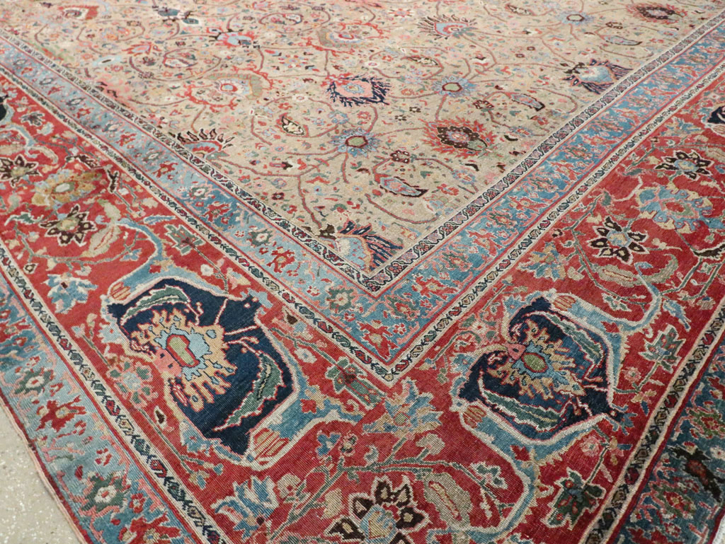 Antique Persian Bidjar Square Oversize Carpet, No.19090 - Staging