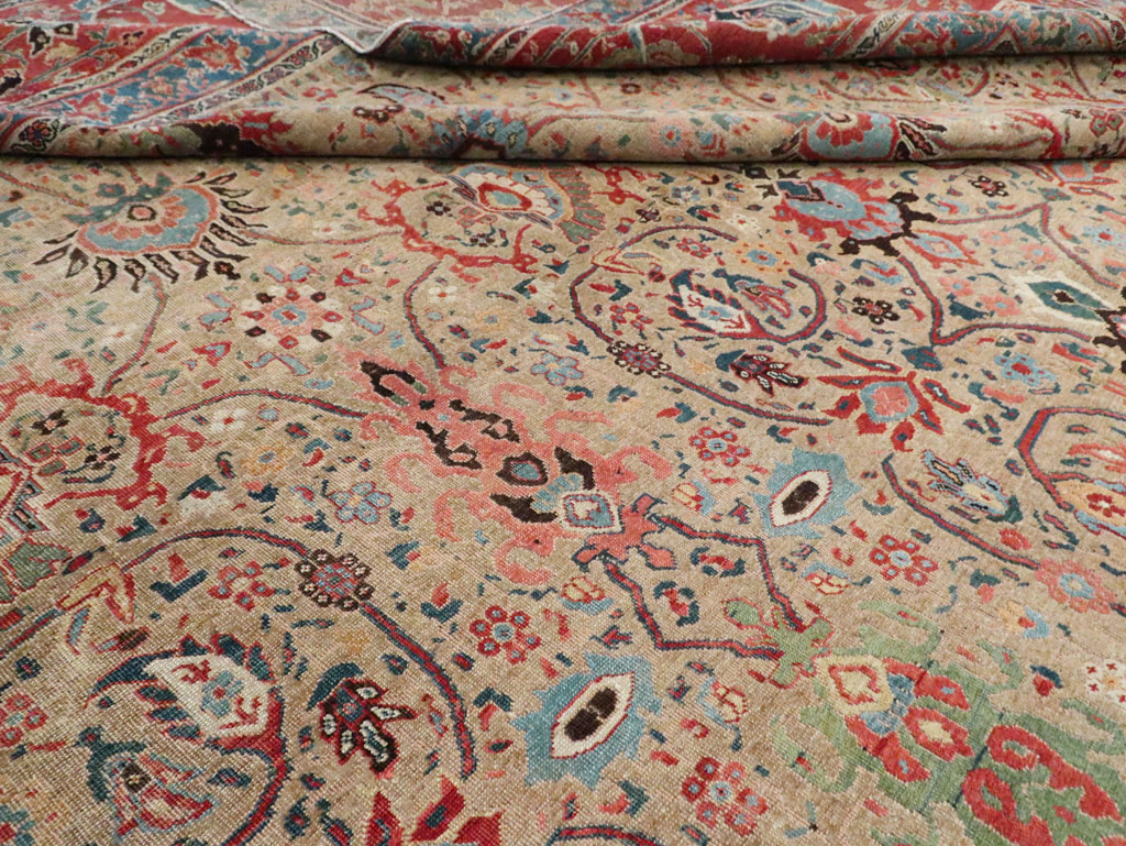 Antique Persian Bidjar Square Oversize Carpet, No.19090 - Staging