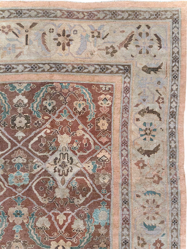 Antique Persian Mahal Large Room Size Carpet, No.19094 - Staging