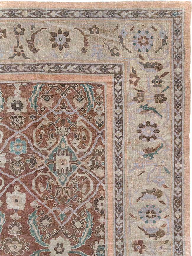 Antique Persian Mahal Large Room Size Carpet, No.19094 - Staging