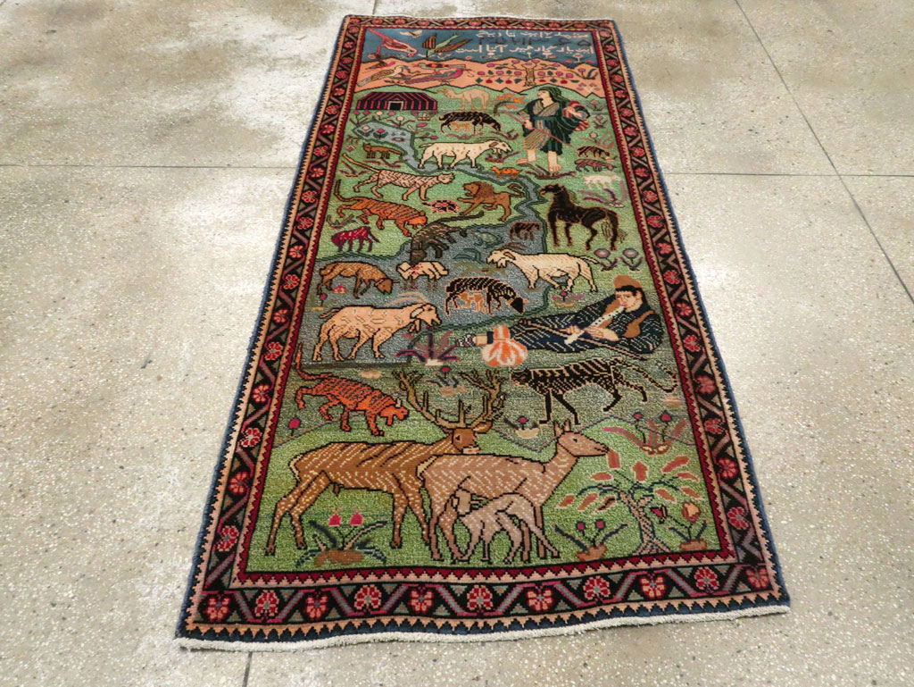 Vintage Persian Gabbeh Pictorial Rug, No.19109 - Staging