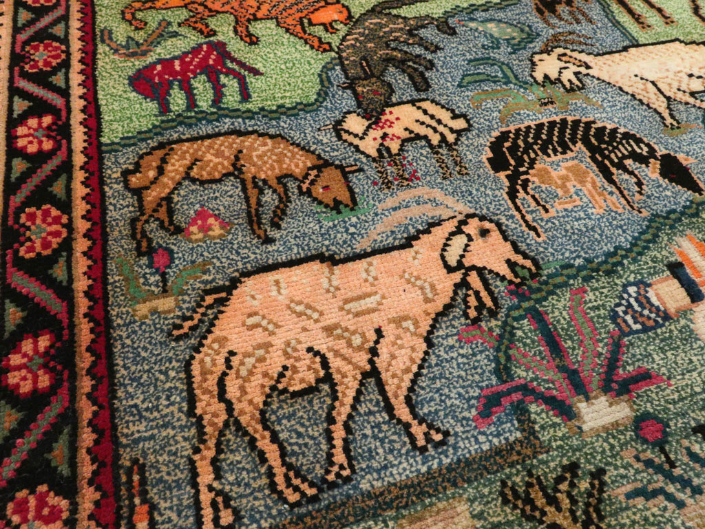 Vintage Persian Gabbeh Pictorial Rug, No.19109 - Staging