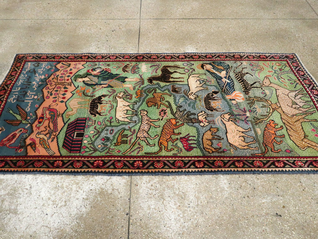 Vintage Persian Gabbeh Pictorial Rug, No.19109 - Staging