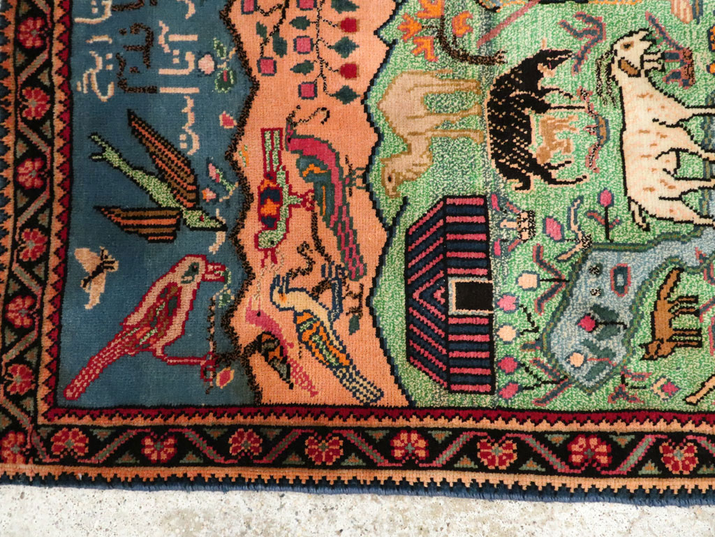 Vintage Persian Gabbeh Pictorial Rug, No.19109 - Staging