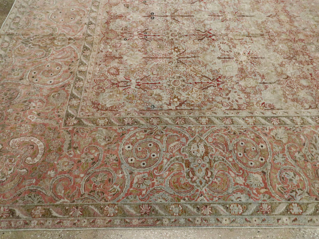 Antique Persian Isfahan Large Room Size Carpet, No.19160 - Staging