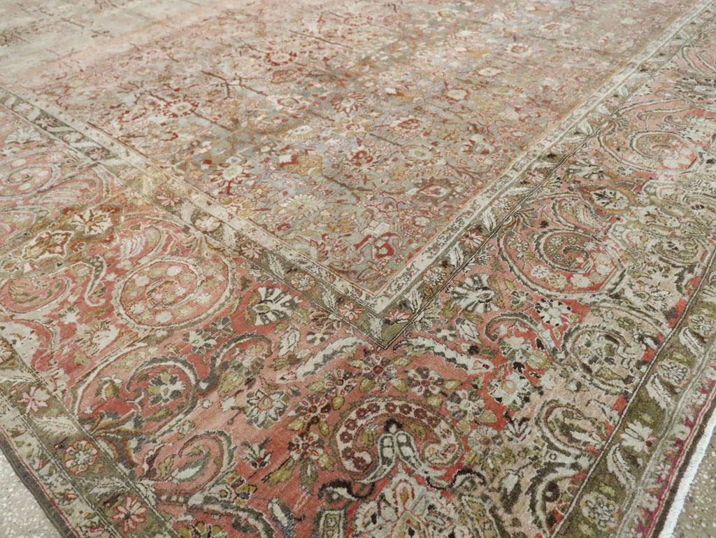 Antique Persian Isfahan Large Room Size Carpet, No.19160 - Staging
