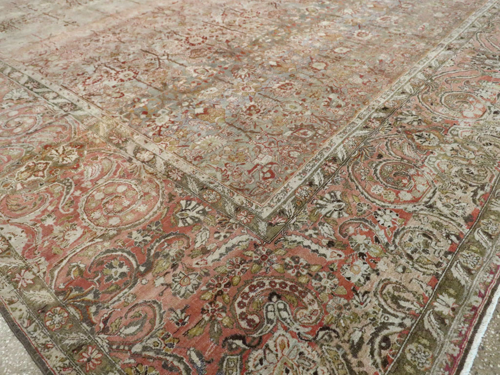Antique Persian Isfahan Large Room Size Carpet, No.19160 - Staging