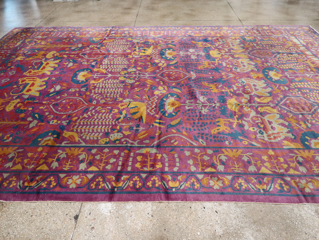 Vintage Indian Lahore Carpet, No.19184 - Staging