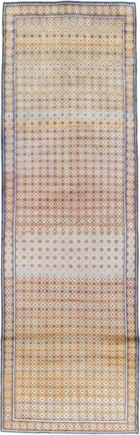 Vintage Persian Kashan Deco Wide Gallery Runner, No.19196 - Staging