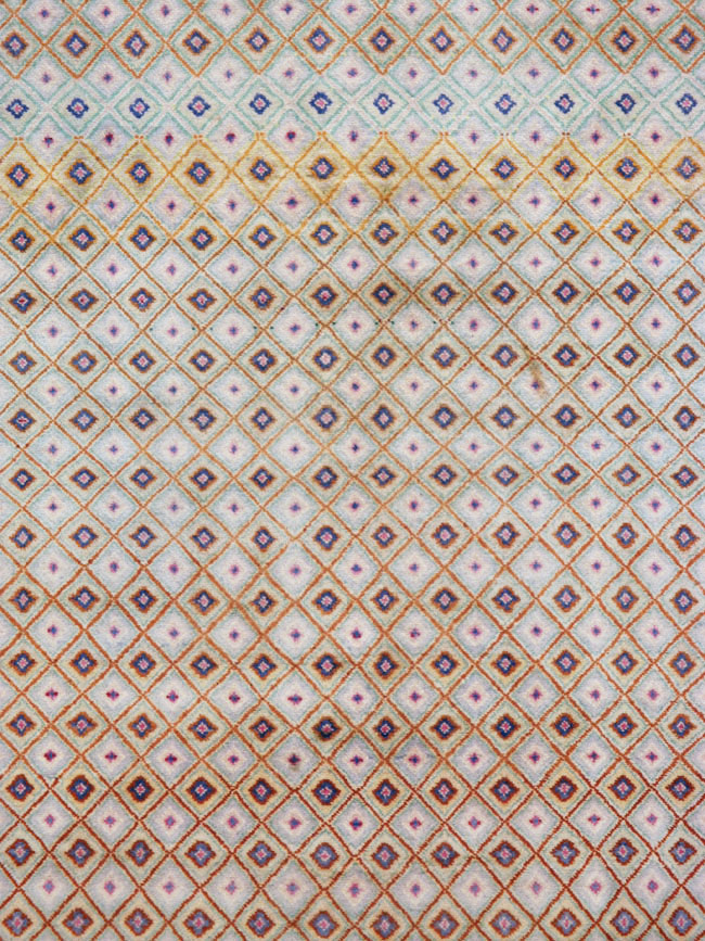 Vintage Persian Kashan Deco Wide Gallery Runner, No.19196 - Staging