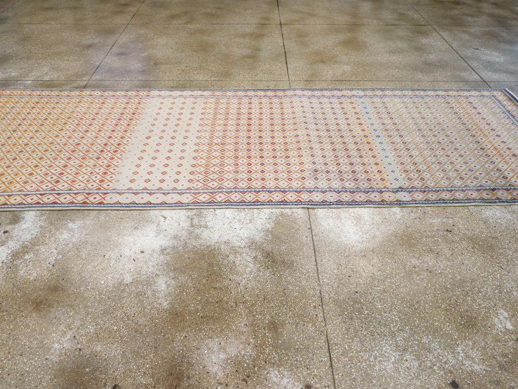 Vintage Persian Kashan Deco Wide Gallery Runner, No.19196 - Staging