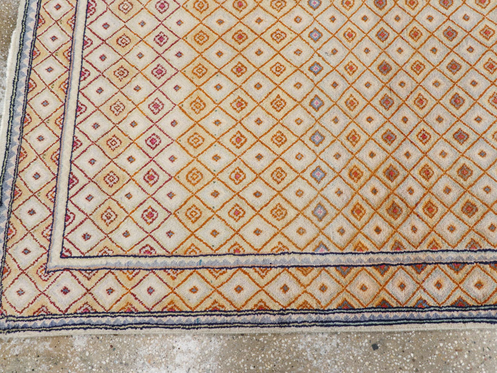 Vintage Persian Kashan Deco Wide Gallery Runner, No.19196 - Staging