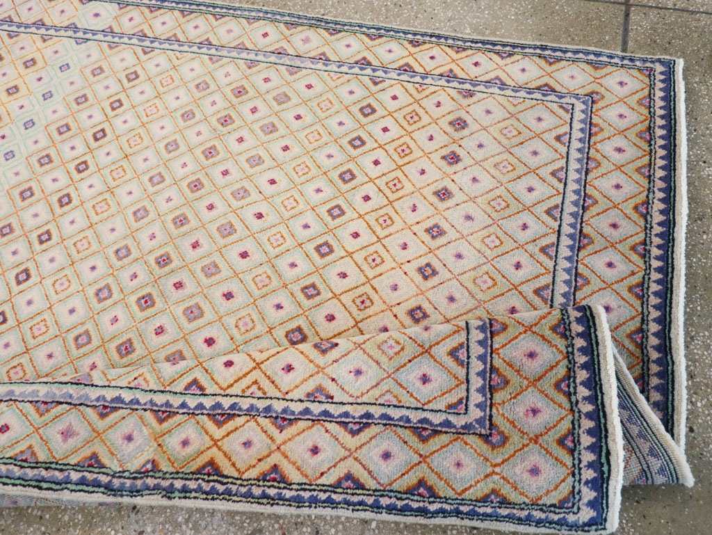 Vintage Persian Kashan Deco Wide Gallery Runner, No.19196 - Staging