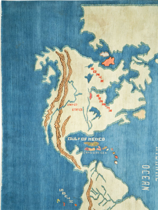 Vintage Persian Mashad Map Carpet, No.19249 - Staging