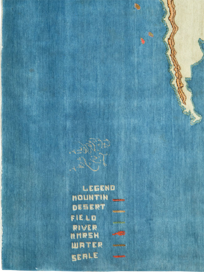 Vintage Persian Mashad Map Carpet, No.19249 - Staging