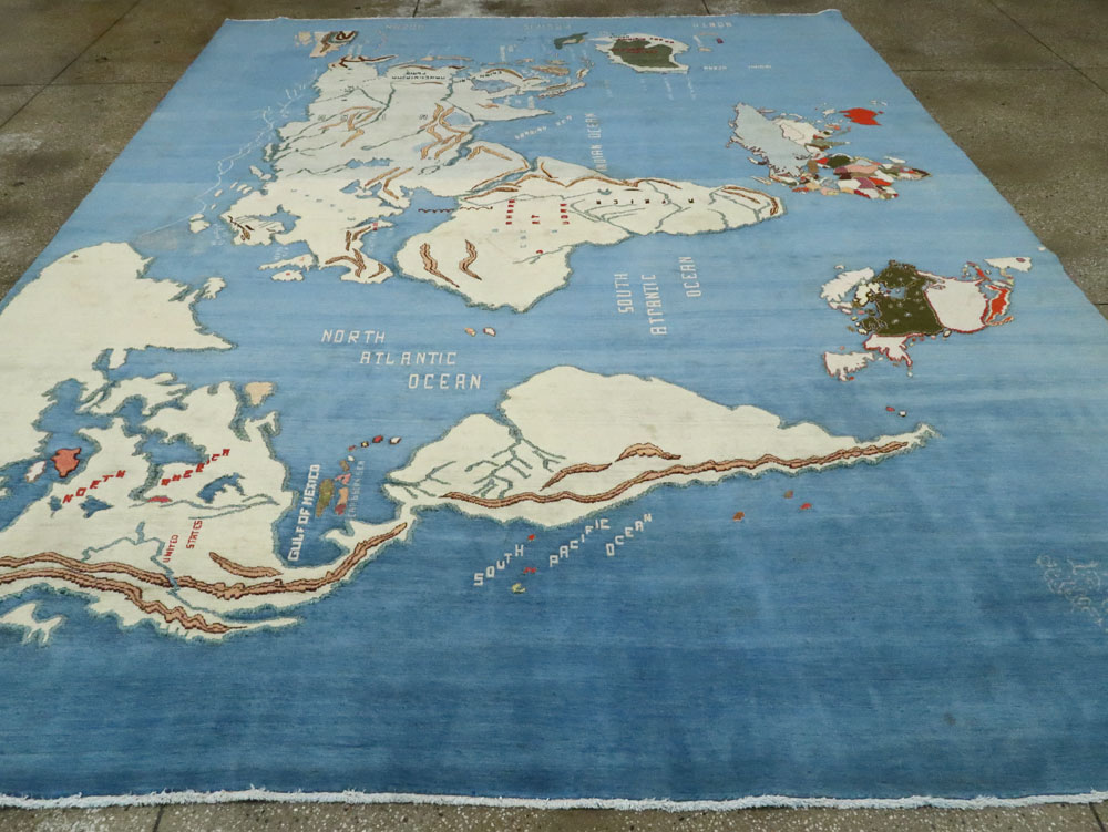 Vintage Persian Mashad Map Carpet, No.19249 - Staging