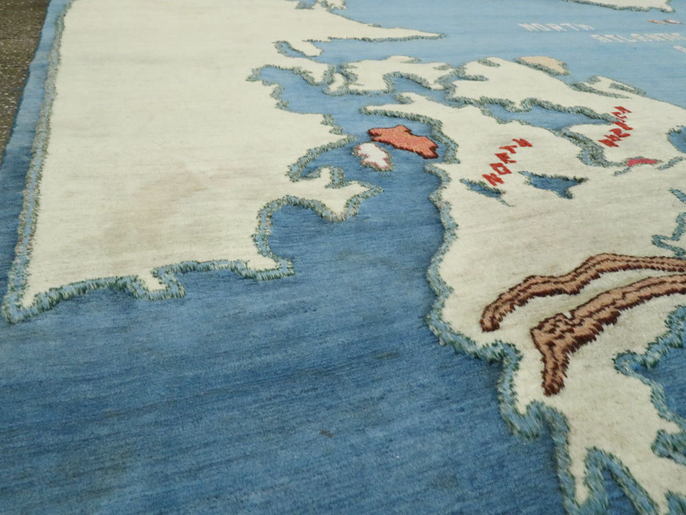 Vintage Persian Mashad Map Carpet, No.19249 - Staging