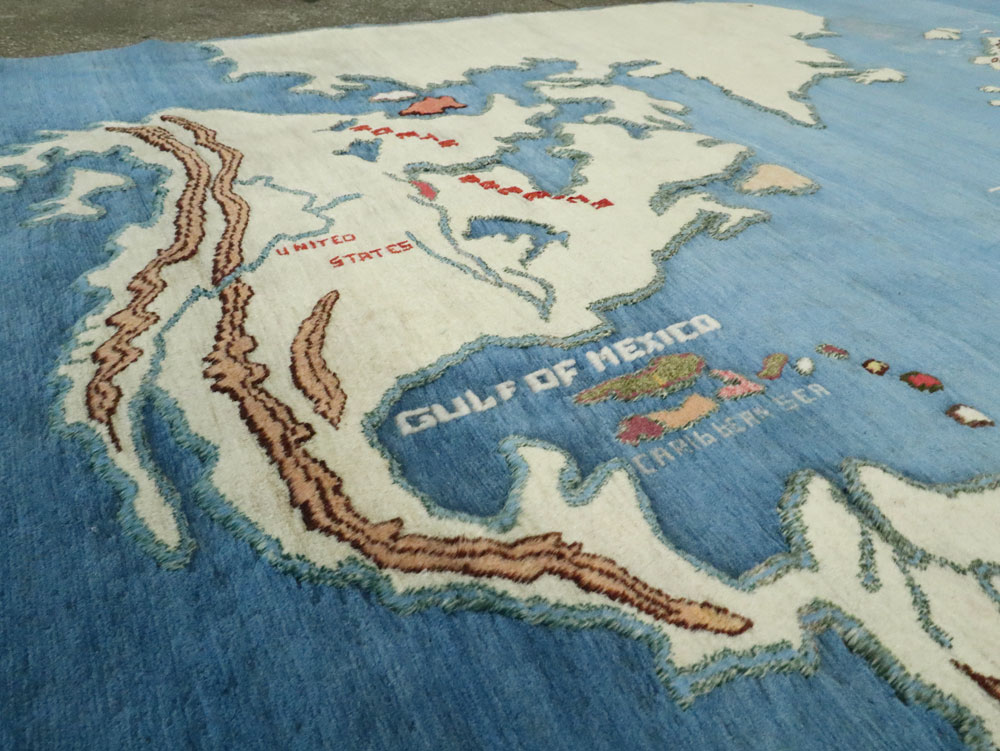 Vintage Persian Mashad Map Carpet, No.19249 - Staging