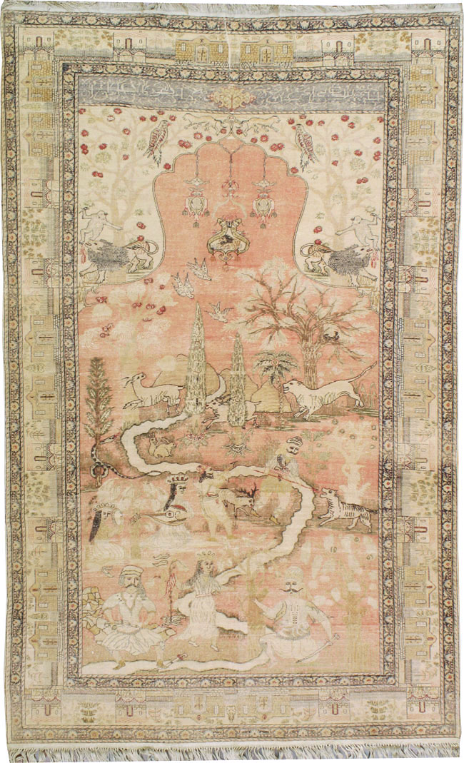 Antique Turkish Kayseri Pictorial Carpet, No.19264 - Staging